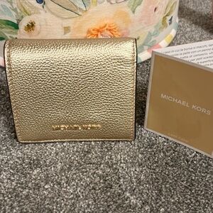 Michael Kors, pebbled, gold leather wallet